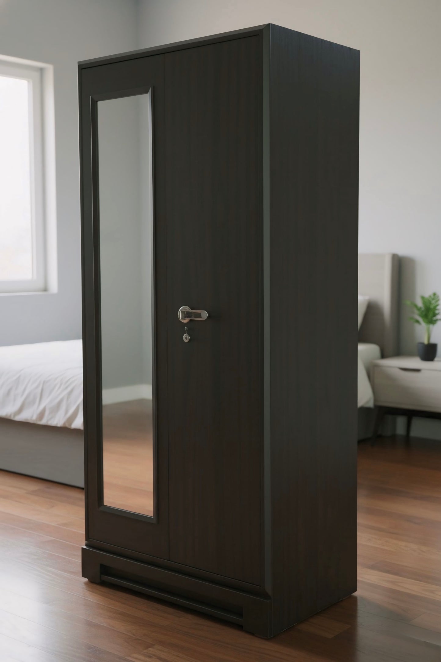 Medium 2-Door Steel Almirah in Dark Walnut Finish | Made from Premium Tata Steel CR Sheet (0.6mm / 0.5mm)