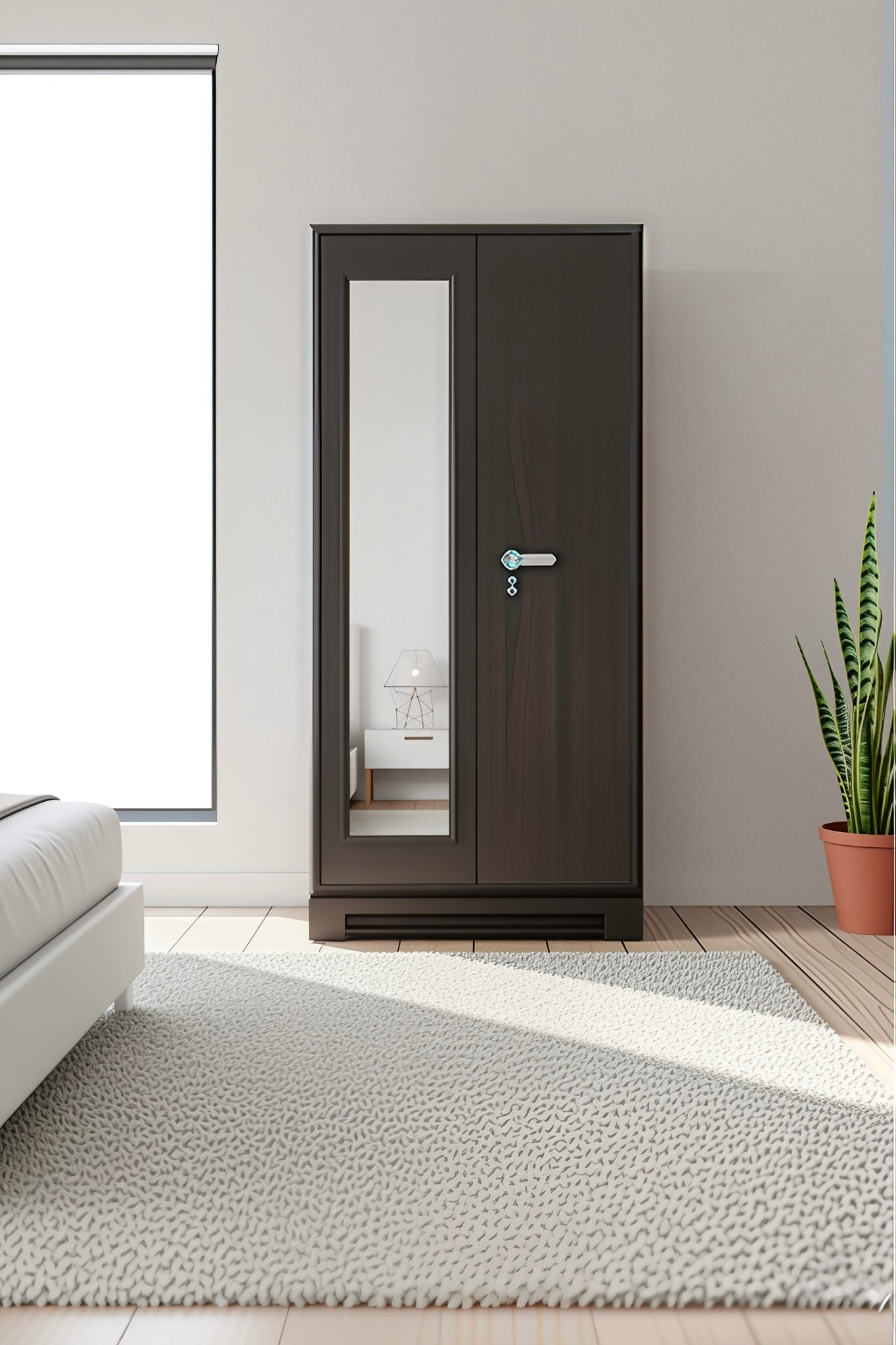 Medium 2-Door Steel Almirah in Dark Walnut Finish | Made from Premium Tata Steel CR Sheet (0.6mm / 0.5mm)